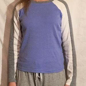 Periwinkle, White, and Grey Long Sleeve